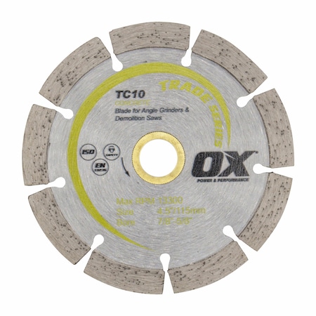 Ox Tools Trade General Purpose / Concrete Diamond Blade, Diameter: 4.5" / 114mm, Bore: 7/8"-5/8" / 22mm-15mm OX-TC10-4.5